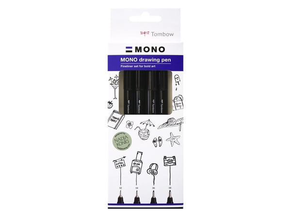 Tombow WS-EFL-H-B-4P, Musta, Blackberry Bold, Musta, Sininen, Valkoinen, Pyöreä, Kupla, 4 kpl