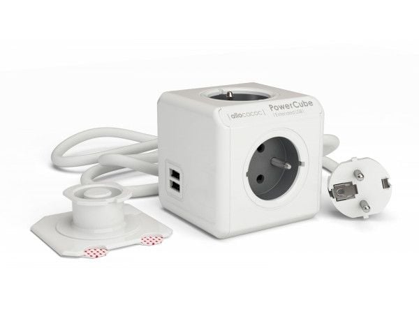 Allocacoc PowerCube Extended USB E(FR), 3m, 3 m, 4 AC-utgångar, Typ E, CE, KEMA, RoHS, 16 A, 230 V
