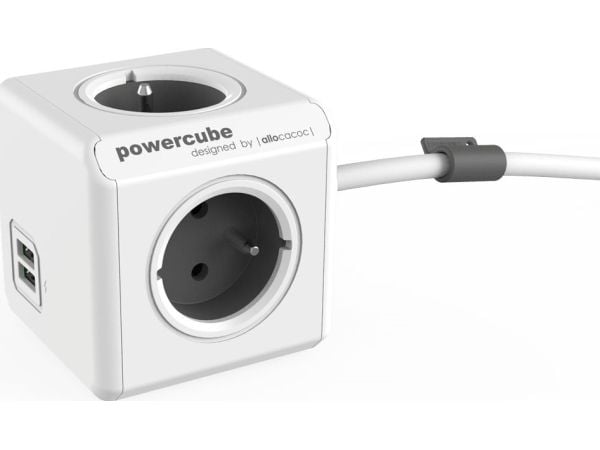 Allocacoc PowerCube Extended USB E(FR), 3m, 3 m, 4 AC-utgångar, Typ E, CE, KEMA, RoHS, 16 A, 230 V