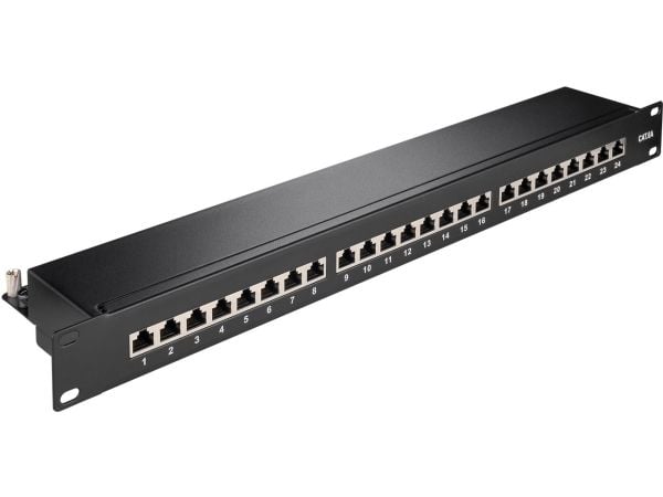 CAT 6A 19 tums (48,3 cm) kopplingspanel, 24 portar (1 HE)