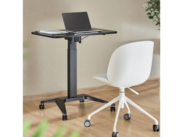 Maclean MC-453 B Mobile Laptop Desk with Pneumatic Height Adjustment, Laptop Table with Wheels, 80 x 52 cm, Max. 8 kg, Height Adjustable Max. 109 c...