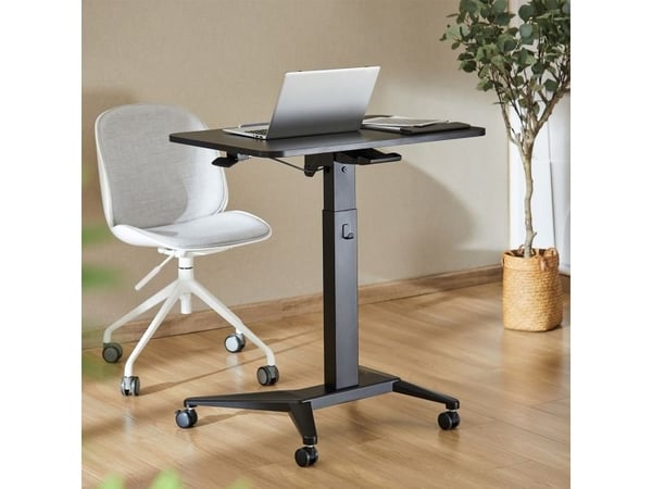 Maclean MC-453 B Mobile Laptop Desk with Pneumatic Height Adjustment, Laptop Table with Wheels, 80 x 52 cm, Max. 8 kg, Height Adjustable Max. 109 c...