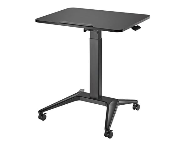 Maclean MC-453 mobilt laptopbord med pneumatisk höjdjustering, bord med hjul, 80 x 52 cm, max 8 kg, justerbar höjd max 109 cm (svart)