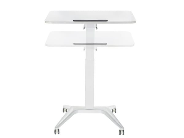 Maclean MC-453 W mobilt laptopbord med pneumatisk høydejustering, bord med hjul, 80 x 52 cm, maks. 8 kg, høydejusterbart maks. 109 cm (hvit)