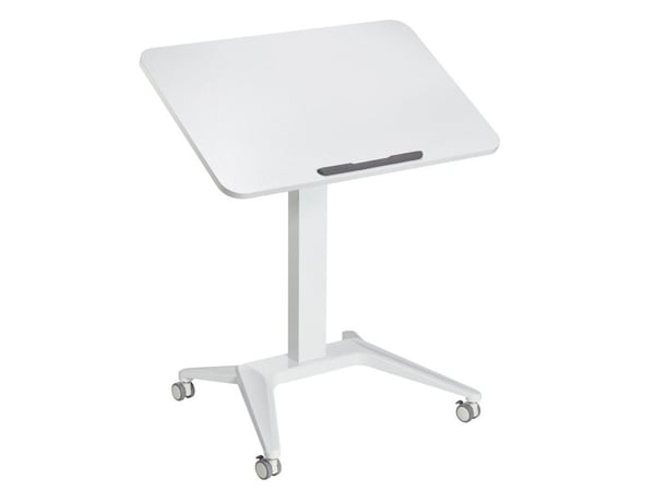 Maclean MC-453 W mobilt laptopbord med pneumatisk høydejustering, bord med hjul, 80 x 52 cm, maks. 8 kg, høydejusterbart maks. 109 cm (hvit)
