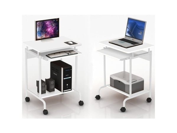 Techly ICA-TB S005W, Suora, Suorakaiteen muotoinen, MDF-levy, Metalli, Kotitoimisto, Valkoinen