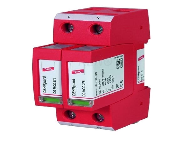 DEHN DG M TN 275, Terminal, 230 V, 50 - 60 Hz, 20000 A, Rød, Termoplast