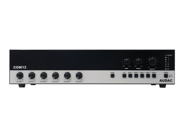 Audac COM12MK2 - Mixerförstärkare - drivna - 6 kanaler - 120 Watt - kan monteras i rack