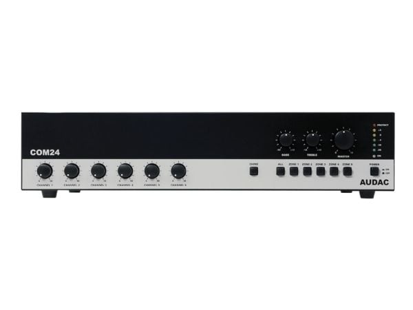 Audac COM24 - Mixerförstärkare - drivna - 6 kanaler - 240 Watt - kan monteras i rack