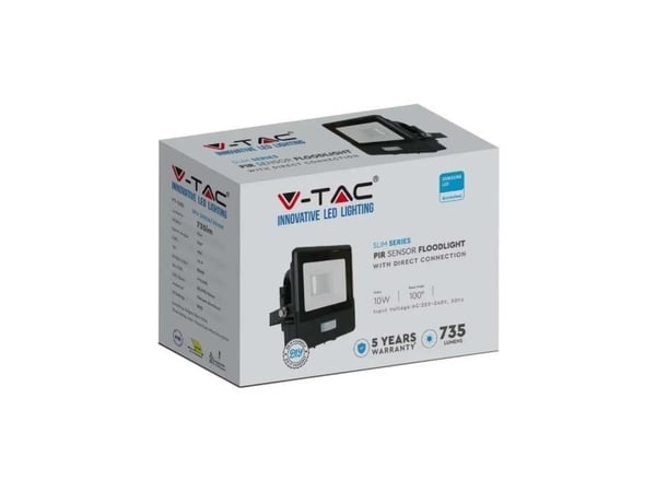 V-TAC 20258, Sort, IP65, Aluminium, Horisontal/vertikal, Støvresistent, 10 W