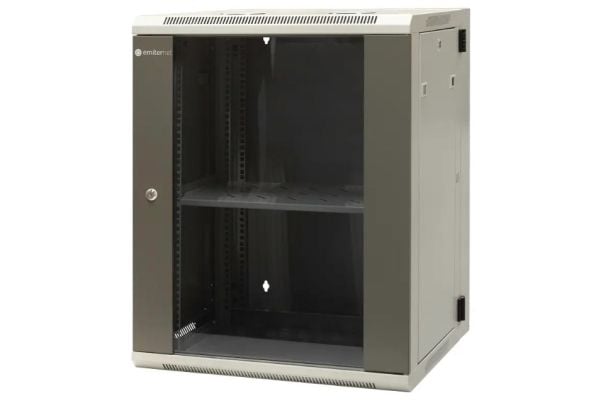 EMITERNET Split hanging cabinet 19" 15U, sheet metal/glass doors, 600×550×770mm width/depth/height EM/AH6515