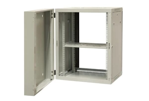 EMITERNET Split hanging cabinet 19" 15U, sheet metal/glass doors, 600×550×770mm width/depth/height EM/AH6515