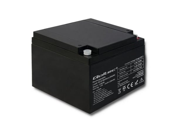 Qoltec AGM-akku - UPS-akku - 1 x akku - Lyijyhappoakku - 24 Ah