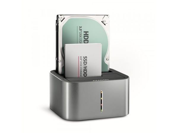 AXAGON ADSA-DC - HDD-dokkestasjon - brønner: 2 - 2.5", 3.5" - SATA 6Gb/s - USB-C 3.2 (Gen 1)