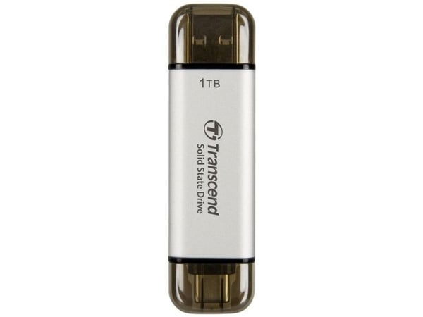 Transcend ESD310 - SSD - 1 TB - ekstern (bærbar) - USB 3.2 Gen 2x1 (USB-C kontakt) - sølv