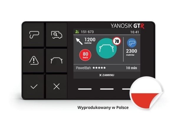 Yanosik GTR navigator håndholdt/fixed 6,1 cm (2,4") svart