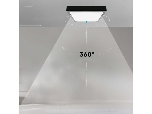 V-TAC taklampa LED kvadrat 24W 42cm med rörelsesensor V-TAC svart VT-8624S neutral