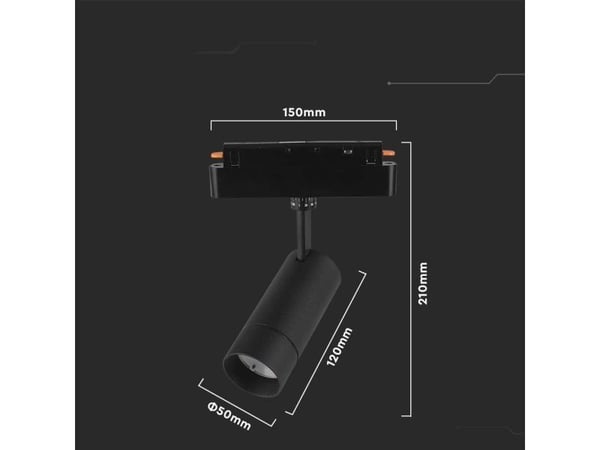 V-TAC 8W LED aksentlampe SMART med magnetfester, sort, 2700/6400K