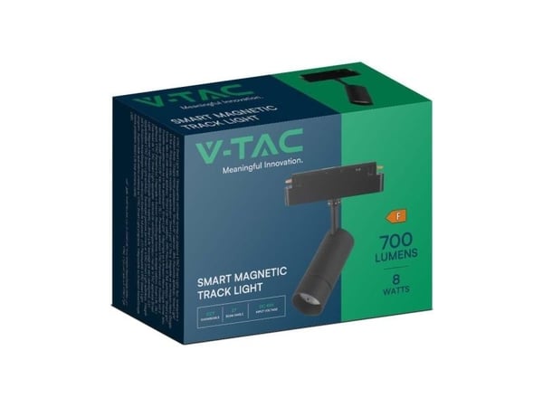 V-TAC 8W LED aksentlampe SMART med magnetfester, sort, 2700/6400K