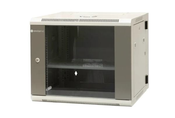 EMITERNET Split hanging cabinet 19" 9U, sheet metal/glass doors, 600×550×500mm width/depth/height EM/AH6509
