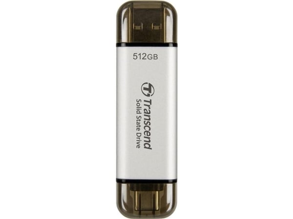 Transcend ESD310 - SSD - 512 GB - ekstern (bærbar) - USB 3.2 Gen 2x1 (USB-C kontakt) - sølv