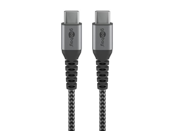 goobay - USB-kabel - USB-C (hann) til USB-C (hann) - USB 2.0 - DC 5 V - 3 A - 50 cm - svart, sølv