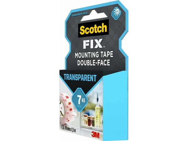 Gjennomsiktig monterings­tape 19 mm x 1,5 m
