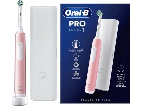 Oral-B | Pro Series 1 Cross Action | Elektrisk tannbørste | Lader | For voksne | Rosa | Antall børster inkludert i hodet er 1 | Antall tenner børst...