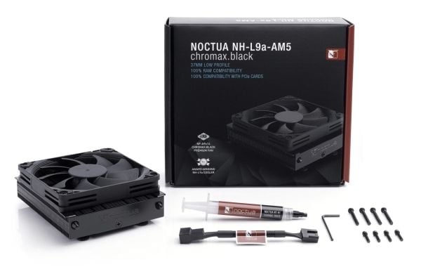 Noctua chromax.black NH-L9a-AM5 - Kabinettvifte - kompakt - (for: AM5) - kobber - 92 mm - chromax.black