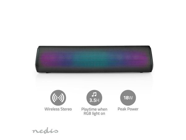 Nedis SPBT2006BK, 2-veis, 2.0 kanaler, Trådløs, 6 W, 80 - 18000 Hz, Sort