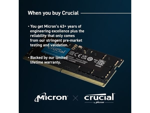 Crucial DDR5-5600 Kit 16GB 2x8GB SODIMM CL46 (16Gbit) (16GB)
