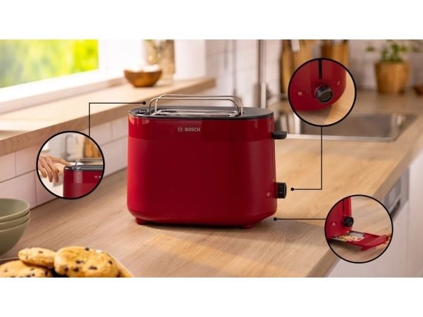 Bosch MyMoment TAT2M124 - Brødrister - 2 skive - 2 Spor - dyp rød