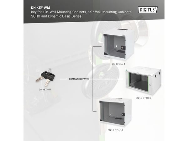Digitus DN-KEY-WM, Lukitusavain, Musta, Hopea, Kiina, 5 mm, 45 mm, 20 mm