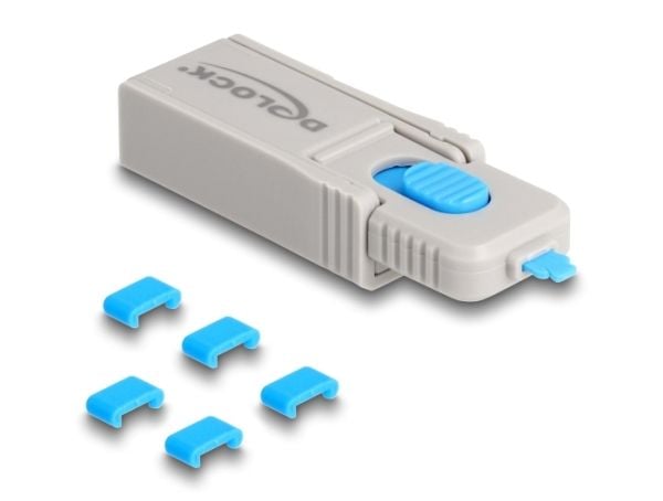 Delock - USB-C-portblokkeringsverktøy - grå, blå (en pakke 5)