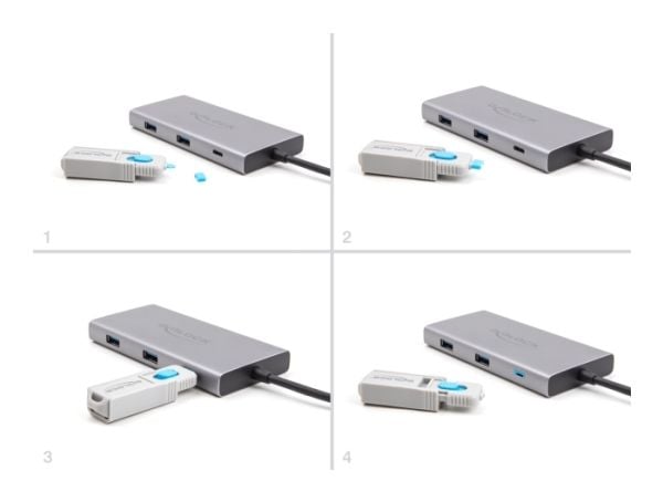 Delock - USB-C-portblokkeringsverktøy - grå, blå (en pakke 5)