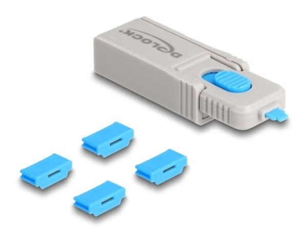 Delock - HDMI-portblokkersett - grå, blå