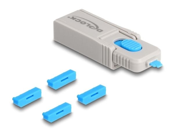 Delock - DisplayPort-portblokkering - grå, blå (en pakke 4)