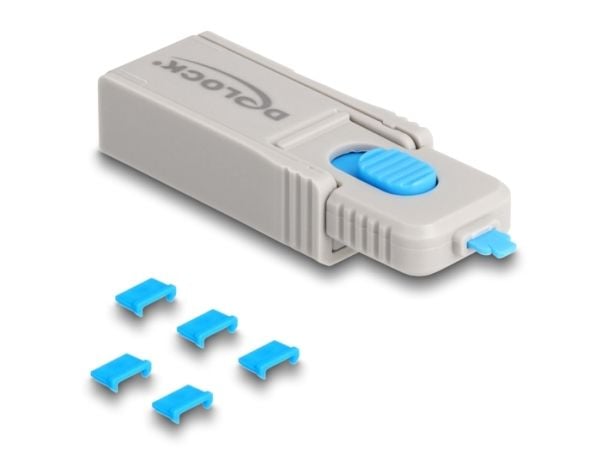 Delock - Mikro-USB-portblokkering - grå, blå (en pakke 5)