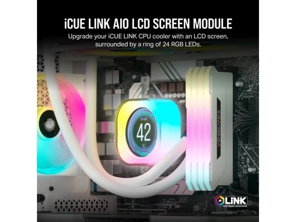 CORSAIR iCUE Link - Liquid cooling system pump lcd screen module - hvit