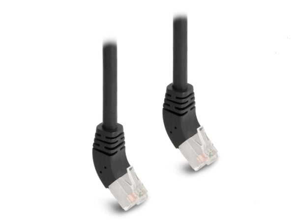 Delock - Koblingskabel - RJ-45 (hann) vinklet til RJ-45 (hann) vinklet - 2 m - 6 mm - S/FTP - CAT 6a - med støvel, halogenfri - svart