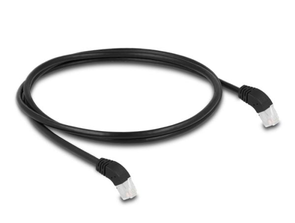 Delock - Koblingskabel - RJ-45 (hann) vinklet til RJ-45 (hann) vinklet - 1 m - 6 mm - S/FTP - CAT 6a - halogenfri - svart