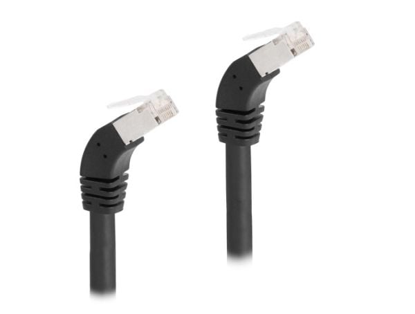 Delock - Koblingskabel - RJ-45 (hann) vinklet til RJ-45 (hann) vinklet - 5 m - 6 mm - S/FTP - CAT 6a - med støvel, halogenfri - svart