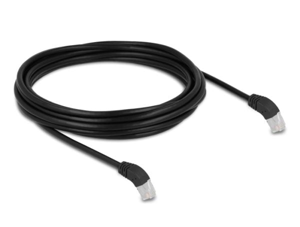 Delock - Koblingskabel - RJ-45 (hann) vinklet til RJ-45 (hann) vinklet - 5 m - 6 mm - S/FTP - CAT 6a - med støvel, halogenfri - svart