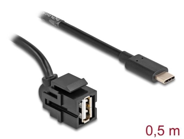 Delock - USB-kabel - 24 pin USB-C (hann) til USB (hunn) angled - USB 2.0 - 0.5 m - svart
