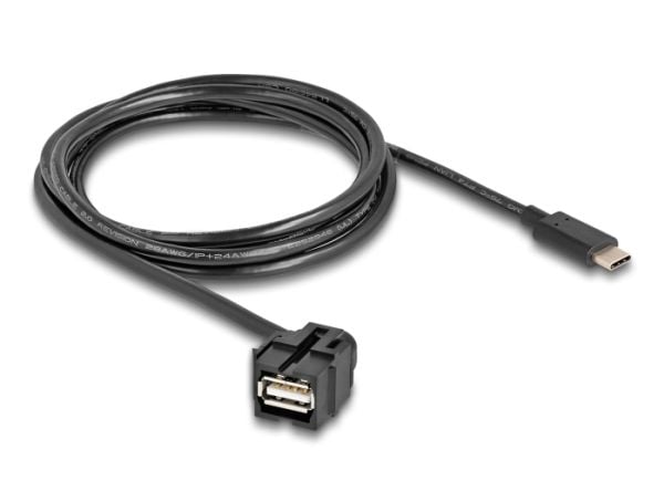 Delock - USB-kabel - 24 pin USB-C (hann) angled til USB (hunn) - USB 2.0 - 1.5 m - svart