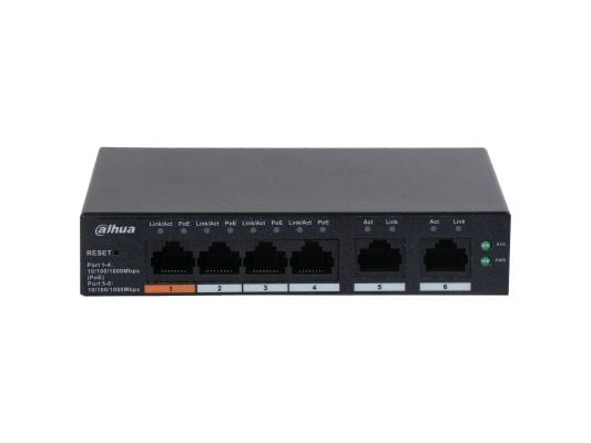 Dahua CS4006-4GT-60 - Switch - cloud managed - smart - 4 x 10/100/1000 (PoE) + 2 x 10/100/1000 (opplink) - stasjonær, veggmonterbar - High PoE / Po...