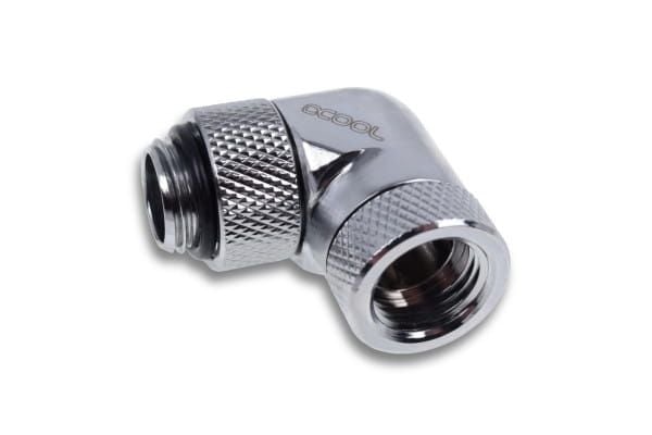 Alphacool 17617, Liitoskappaleet, Messinki, Kromi, 1/4", 90°, Naaras