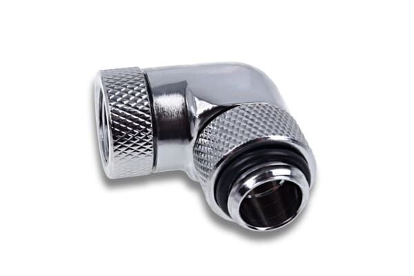 Alphacool 17617, Liitoskappaleet, Messinki, Kromi, 1/4", 90°, Naaras