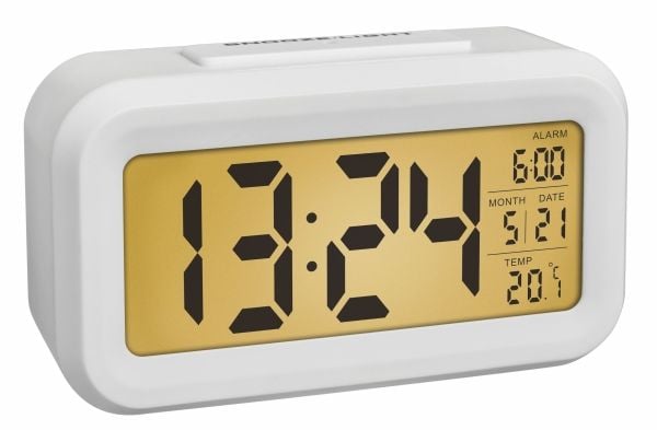 TFA-Dostmann 60.2018.02, Digital vekkerklokke, Rektangel, Hvit, Plast, 0 - 50 °C, °C