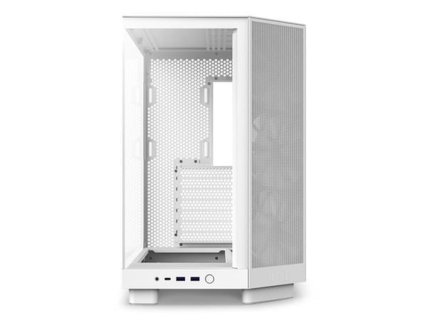 NZXT H series H6 Flow - Mid tower - ATX - sidepanel med vindu (herdet glass) - ingen strømforsyning - matt hvit - USB/lyd